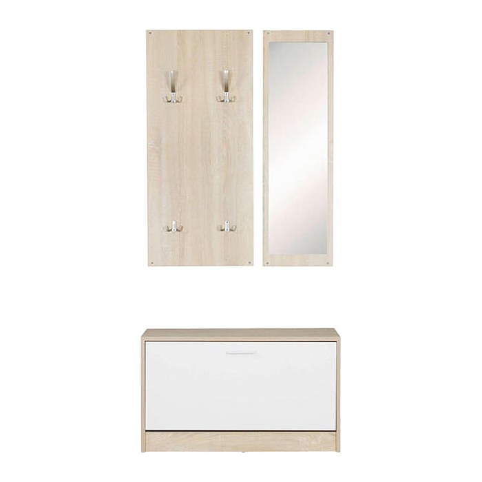 WOHNLING Garderoben-Set WL5.165 eiche Holz 4 Haken 80,0 x 180,0 cm, 1 St.