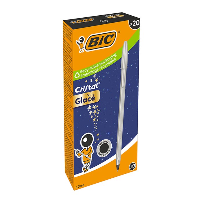 BIC Kugelschreiber Cristal Glace silber, Schreibfarbe: blau, 20 St.