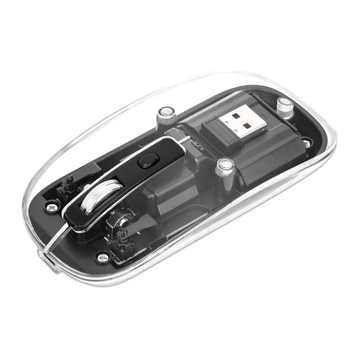 MANHATTAN Funkmaus USB-A 4Tasten RGB LED schwarz transparent