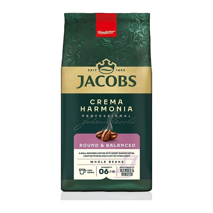 JACOBS CREMA HARMONIA ROUND & BALANCED Kaffeebohnen, Arabicabohnen kräftig, 1 kg