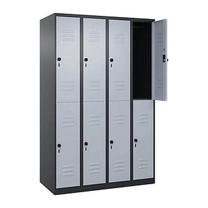 CP Spind Classic Plus schwarzgrau, weißaluminium 080300-40 S10118, 8 Schließfächer 120,0 x 50,0 x 185,0 cm