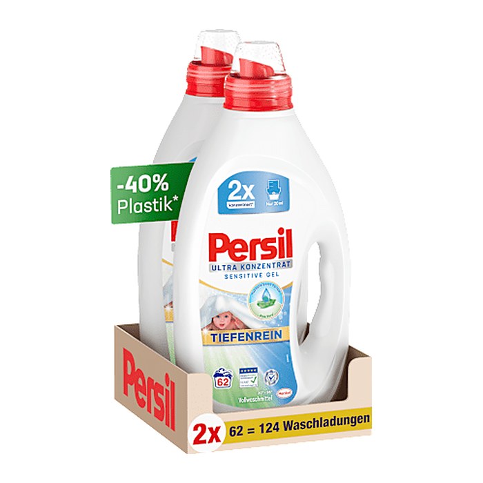 Persil ULTRA KONZENTRAT SENSITIVE GEL TIEFENREIN Waschmittel flüssig, 2x 1,24 l