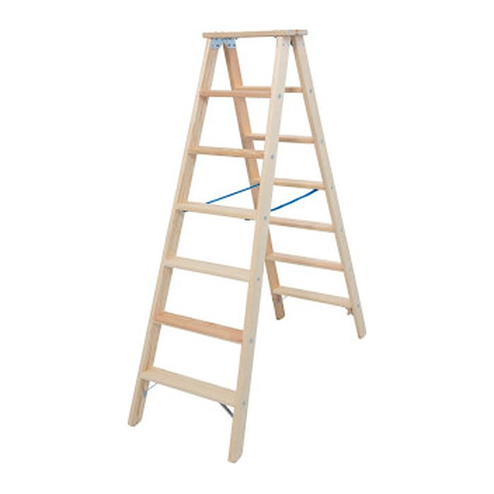 KRAUSE Stehleiter beidseitig Stabilo natur 2x 7 Stufen, H: 165,0 cm