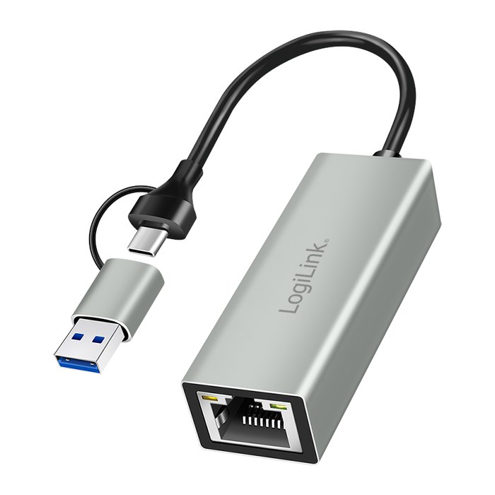 Logilink USB-C > Gigabit Ethernet Adapter mit 2-in-1 USB