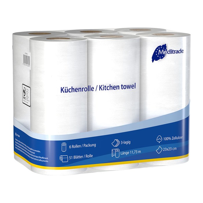 Meditrade® Küchenrollen 3-lagig, 6 Rollen