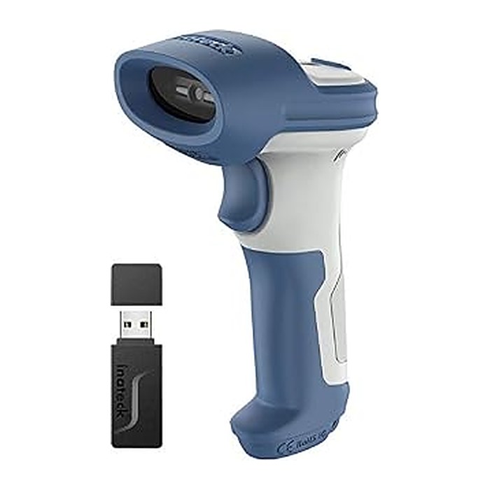 inateck 2D/QR Scanner Bluetooth 5.0 & 2.4GHz White/Blue