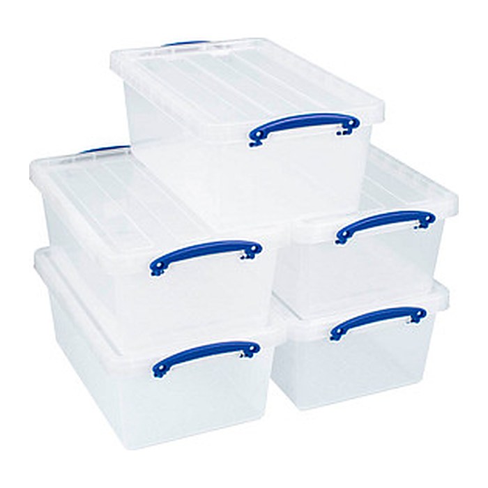 Really Useful Box Aufbewahrungsboxen 5x 10,2 l transparent 40,5 x 26,0 x 16,0 cm, 5 St.