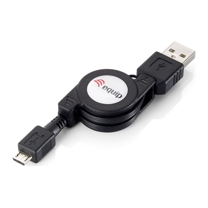 Equip Kabel USB-A2.0->Micro-B Einzieh. St/St 1.00m schwarz Polybeutel
