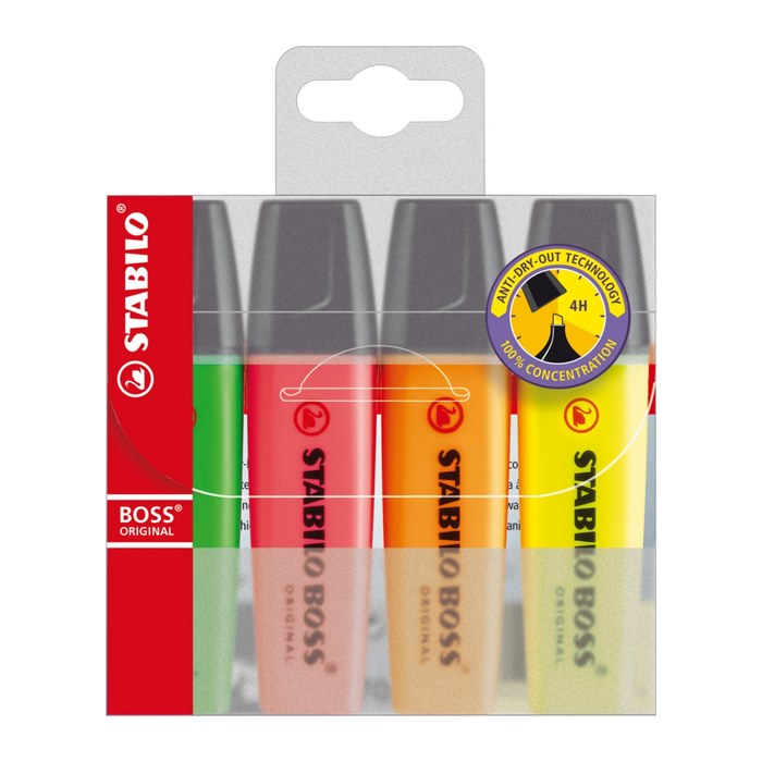 STABILO BOSS ORIGINAL Textmarker farbsortiert, 4 St.