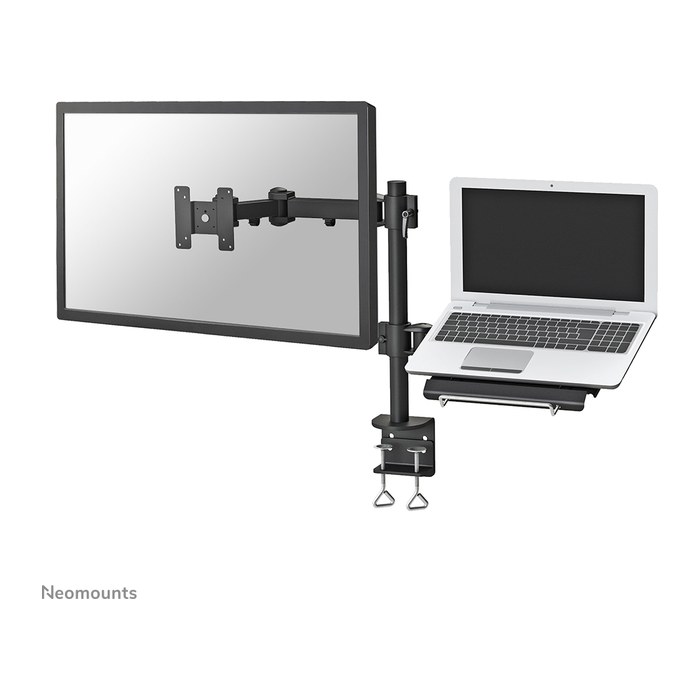 Neomounts Laptop-Monitor-Halterung FPMA-D960NOTEBOOK schwarz für 1 Monitor und 1 Notebook, Tischklemme