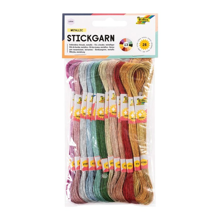folia Garn METALLIC zum Sticken glänzend mehrfarbig 1,0 mm x 8,0 m