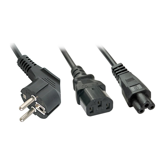 LINDY IEC-Y-Netzkabel an IEC C13 & C5 Schukostecker/C13 2m