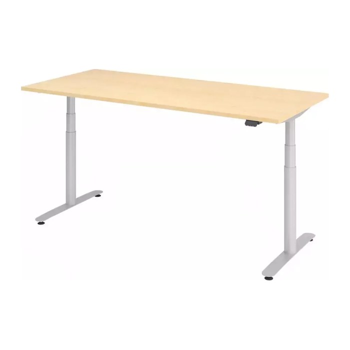 HAMMERBACHER VXDLR19 elektrisch höhenverstellbarer Schreibtisch ahorn rechteckig, T-Fuß-Gestell silber 180,0 x 80,0 cm