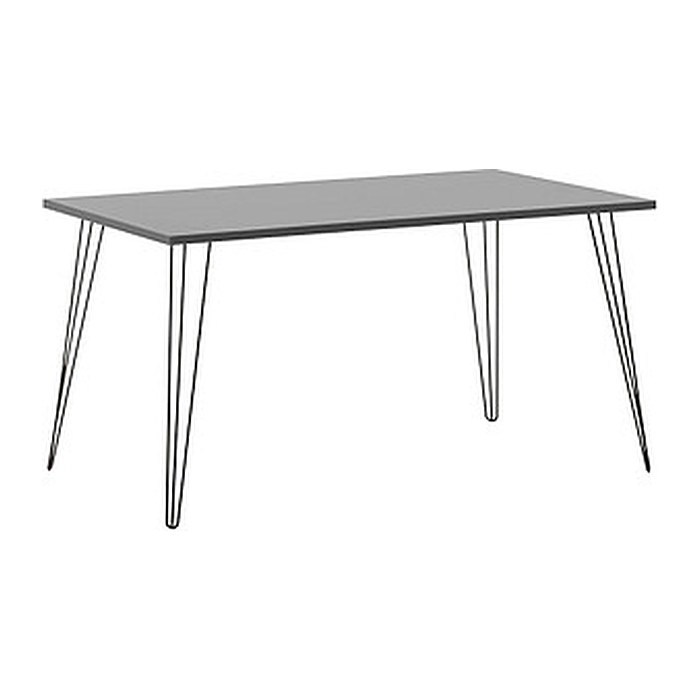 MÖBELPARTNER Fynn Schreibtisch platingrau rechteckig, 4-Fuß-Gestell schwarz 140,0 x 80,0 cm