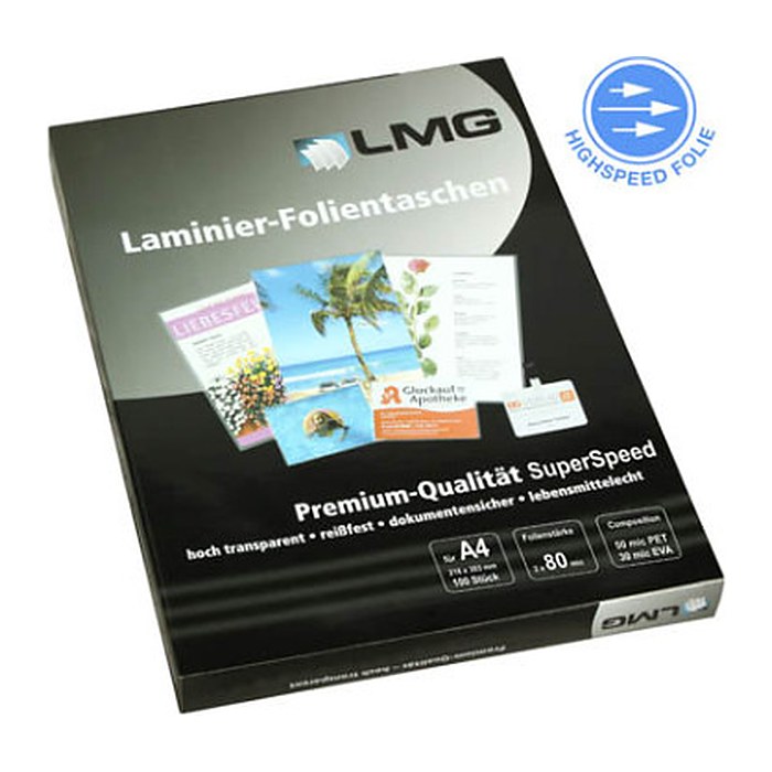 LMG Laminierfolien Fast-Foil glänzend für A4 125 micron, 100 St.