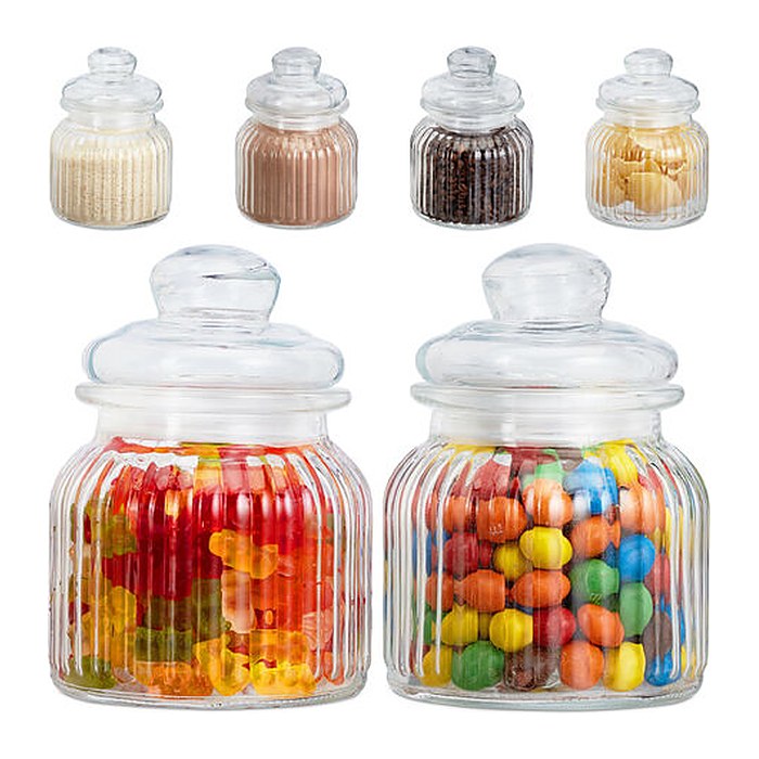 relaxdays Vorratsdosen 15,5 cm hoch transparent 0,7 l, 6 St.