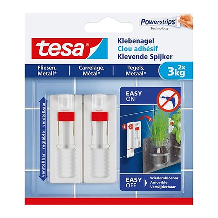 tesa Powerstrips Klebenägel für max. 3,0 kg, 2,4 x 6,4 cm, 2 St.