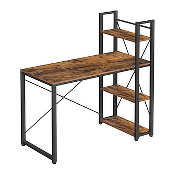 VASAGLE Schreibtisch braun rechteckig, 4-Fuß-Gestell schwarz 120,0 x 56,0 cm