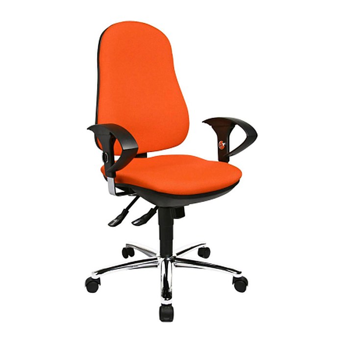 Topstar Bürostuhl Support ®Syncro Deluxe, 8559U G04 Stoff orange, Gestell chrom