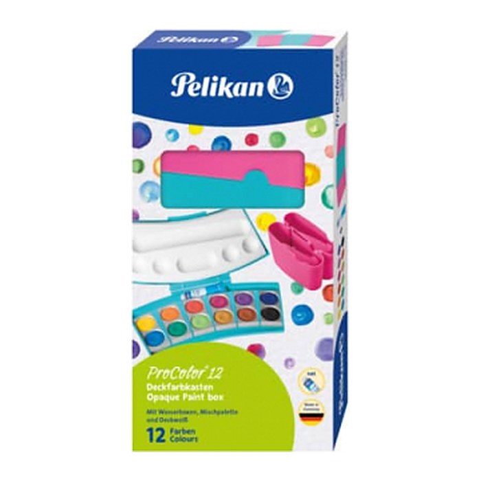 Pelikan 735PC/12 ProColor Wasserfarbkasten 2 Wasserboxen + Deckweiß und 12 Farben