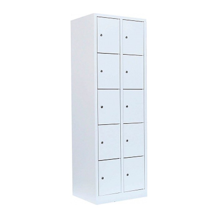 LÜLLMANN Schließfachschrank signalweiß 520527, 10 Schließfächer 60,0 x 50,0 x 180,0 cm