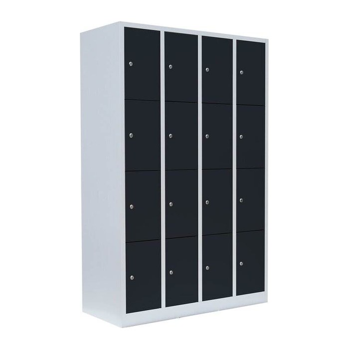 LÜLLMANN Schließfachschrank anthrazit, lichtgrau 520448, 16 Schließfächer 117,0 x 50,0 x 180,0 cm