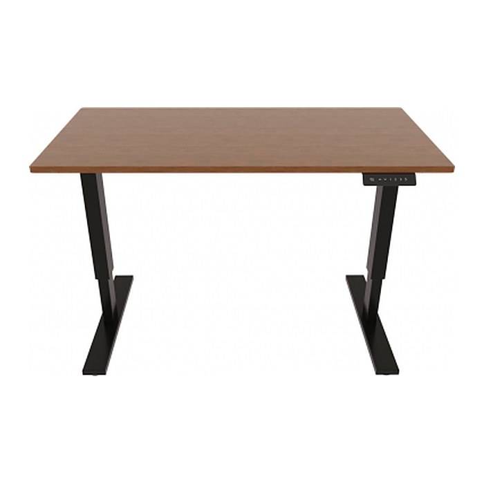BISLEY E-StarterTech elektrisch höhenverstellbarer Schreibtisch lincoln walnuss rechteckig, T-Fuß-Gestell schwarz 140,0 x 80,0 cm
