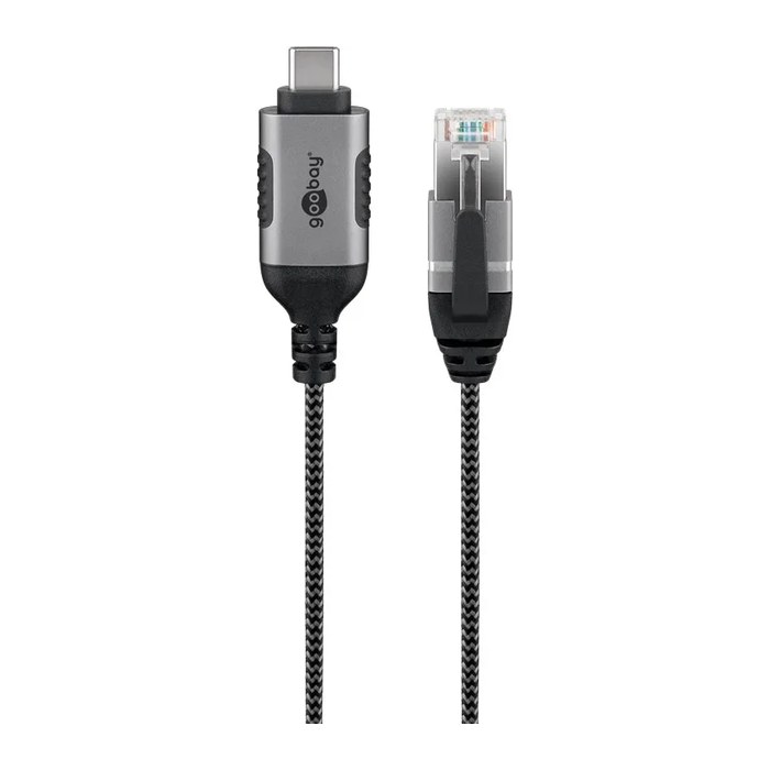 goobay USB-C 3.1/RJ45 Kabel 7,5 m silber, schwarz, 1 St.