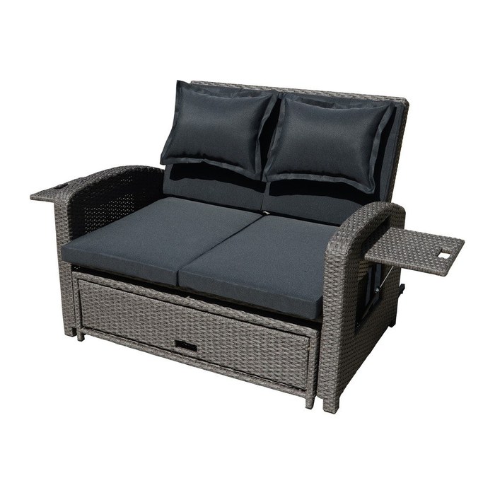 Garden Pleasure Loungesofa NIZZA, dunkelgrau Kunststoff, Metall, 7-teilig