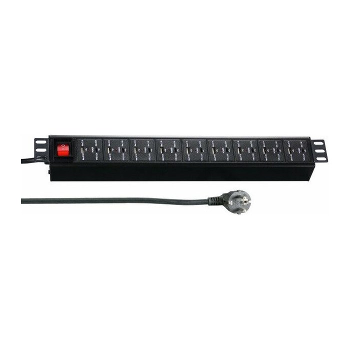 EFB 19" 1,5HE Steckdosenl. USB 9xA/9xC mit Schalter 3m, sw