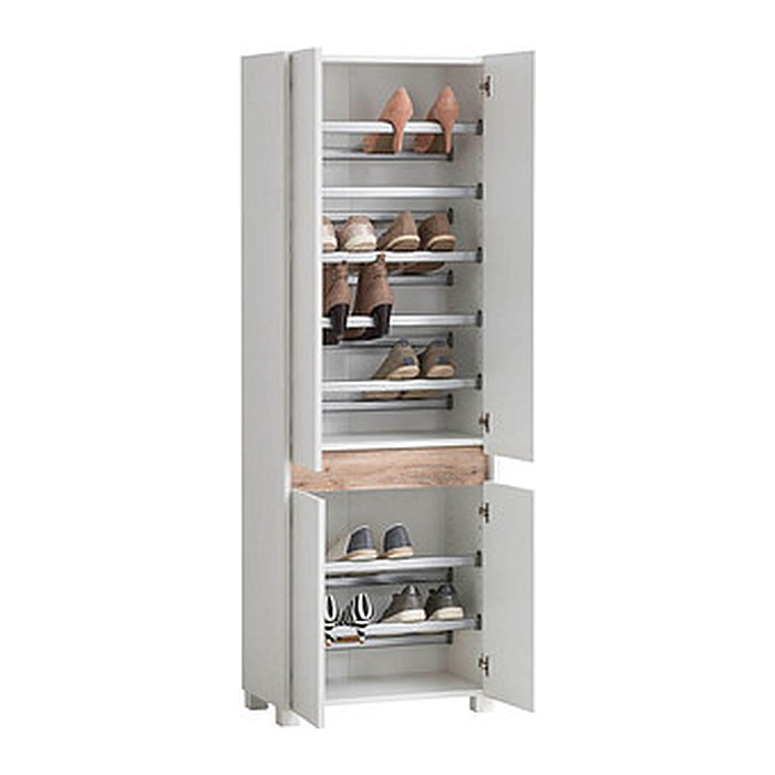 MÖBELPARTNER Schuhschrank Cosmo, 701780 weiß, eiche keine Fachböden 33,0 cm 164,5 cm