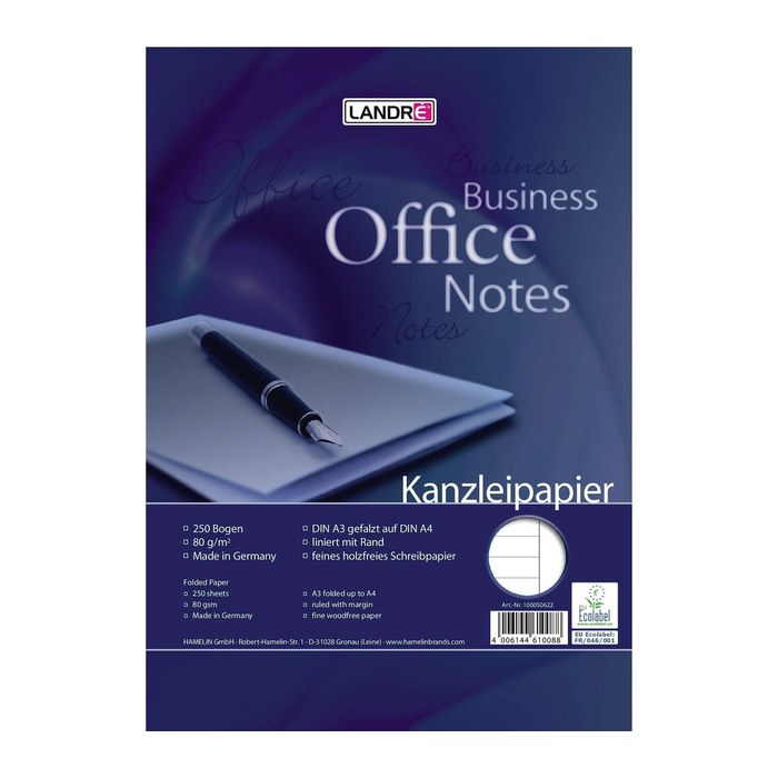 LANDRE Kanzleipapier Office A3/A4 liniert 250 pro Packung