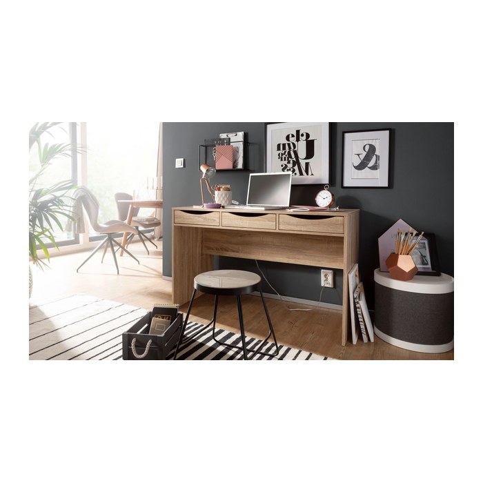 WOHNLING Schreibtisch sonoma-eiche rechteckig, Wangen-Gestell eiche 120,0 x 55,0 cm