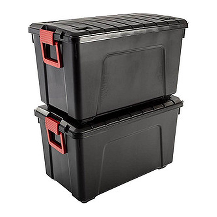 IRIS Ohyama Multi Aufbewahrungsbox 2x 110,0 l schwarz, rot 44,5 x 75,0 x 66,0 cm, 2 St.