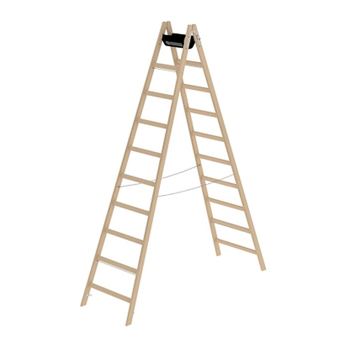 MUNK Stehleiter beidseitig 33220 natur 2x 10 Sprossen, H: 291,0 cm