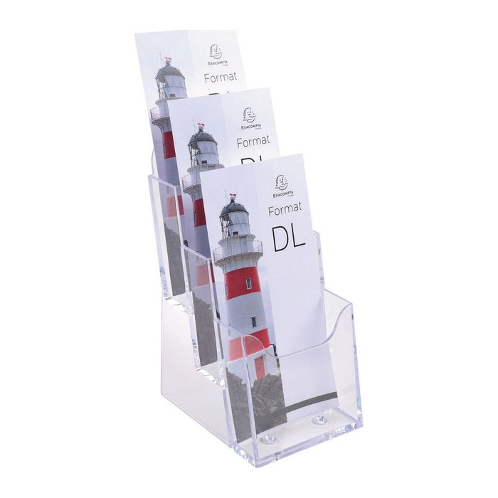 Exacompta Tischprospekthalter Office Exacryl transparent DIN lang 3 Fächern 11,5 x 11,2 x 21,8 cm, 1 St.