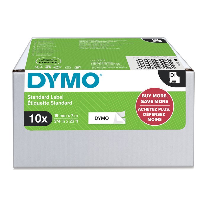 DYMO Schriftbänder D1 45803 2093098, 19 mm, schwarz auf weiß, 10 St.
