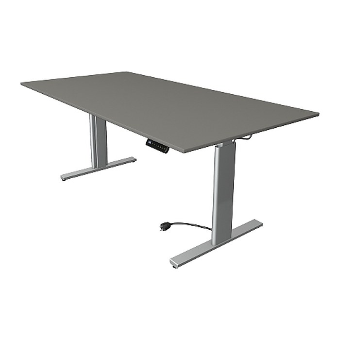 Kerkmann Move 3 tube elektrisch höhenverstellbarer Schreibtisch grafit rechteckig, T-Fuß-Gestell silber 200,0 x 100,0 cm