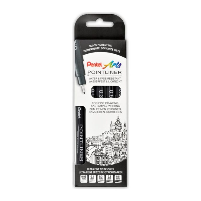 Pentel Pointliner Fineliner-Set schwarz, 1 Set
