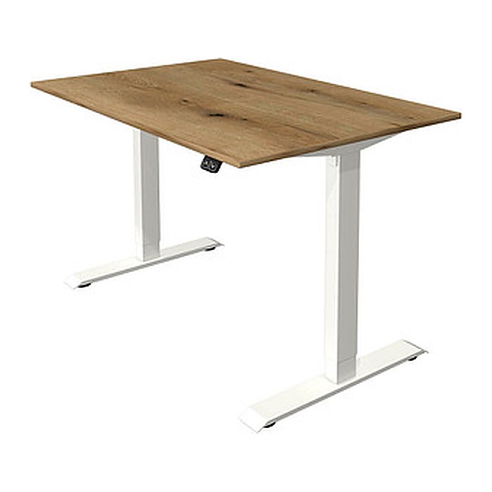 Kerkmann Move 1 elektrisch höhenverstellbarer Schreibtisch eiche rechteckig, T-Fuß-Gestell weiß 120,0 x 80,0 cm
