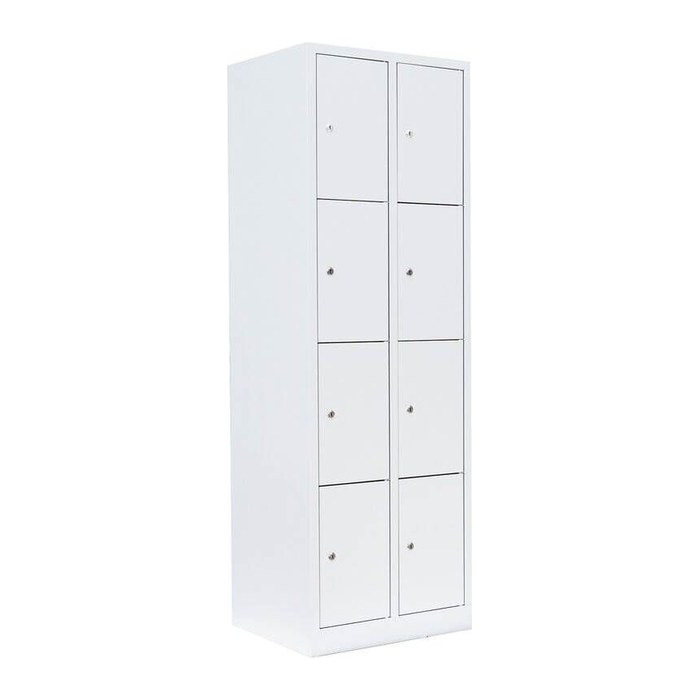 LÜLLMANN Schließfachschrank signalweiß 520427, 8 Schließfächer 60,0 x 50,0 x 180,0 cm