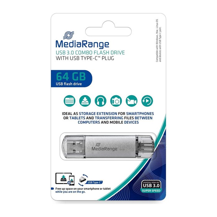 MediaRange USB-Stick silber 64 GB, 1 St.