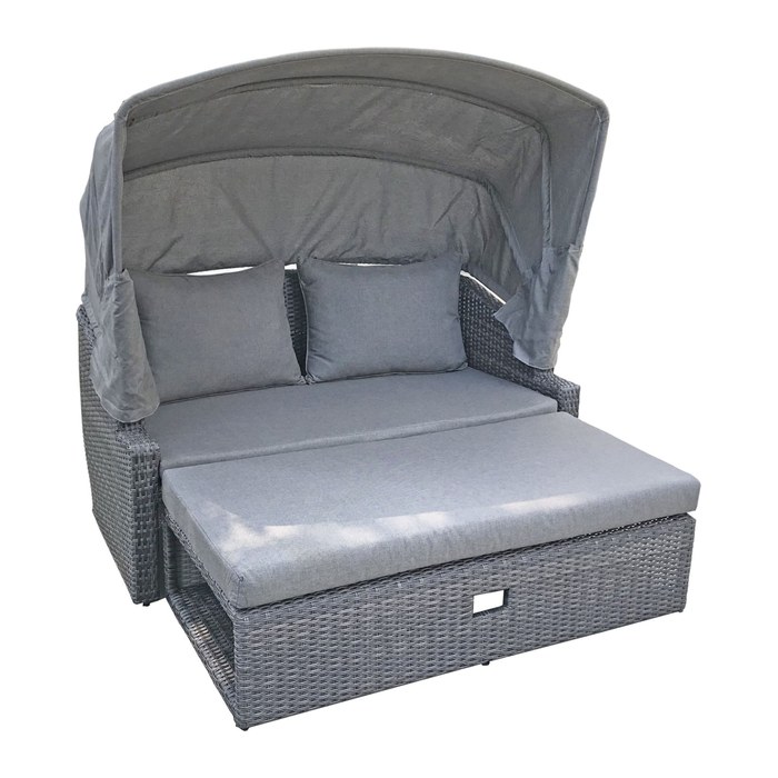 Garden Pleasure Loungesofa CARLO hellgrau, dunkelgrau Kunststoff, Metall, 6-teilig