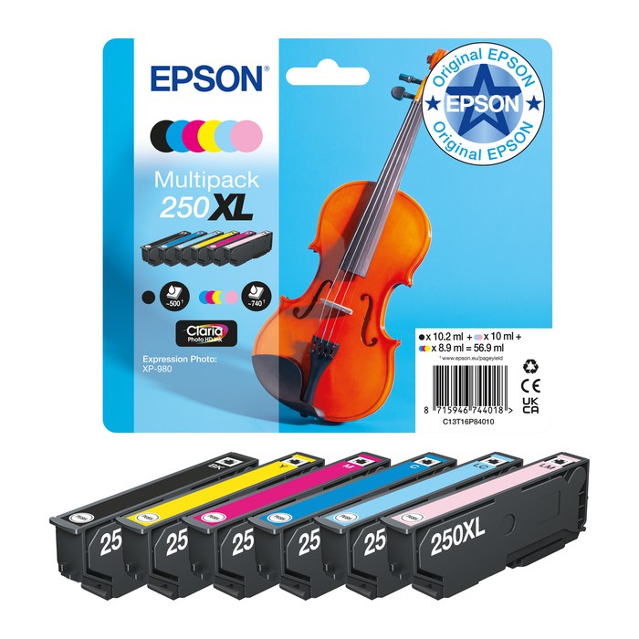 EPSON 250XL (Violine) mehrfarbig Druckerpatronen, 6er-Set