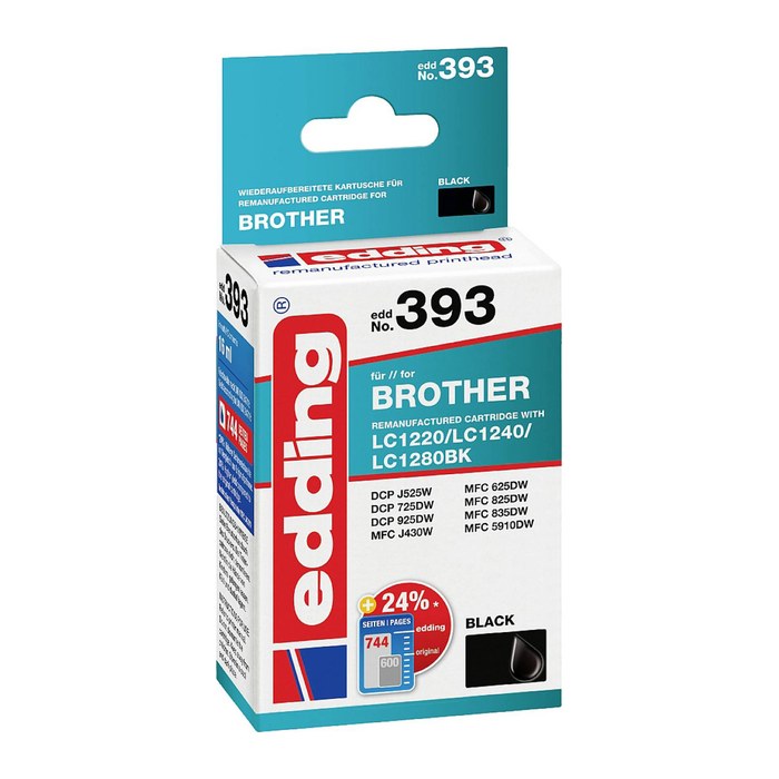edding EDD-393 schwarz Druckerpatrone kompatibel zu brother LC-1240BK