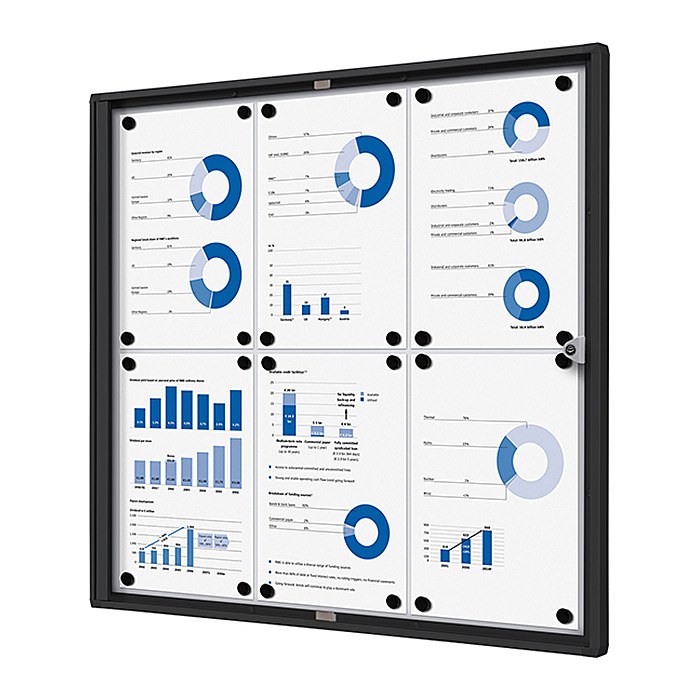 Showdown® Displays Schaukasten Economy schwarz 6x DIN A4 71,1 x 2,6 x 65,5 cm, 1 St.