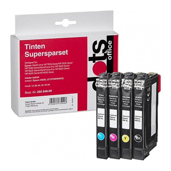 dots schwarz, cyan, magenta, gelb Druckerpatronen kompatibel zu EPSON 405XL BK/C/M/Y, 4er-Set