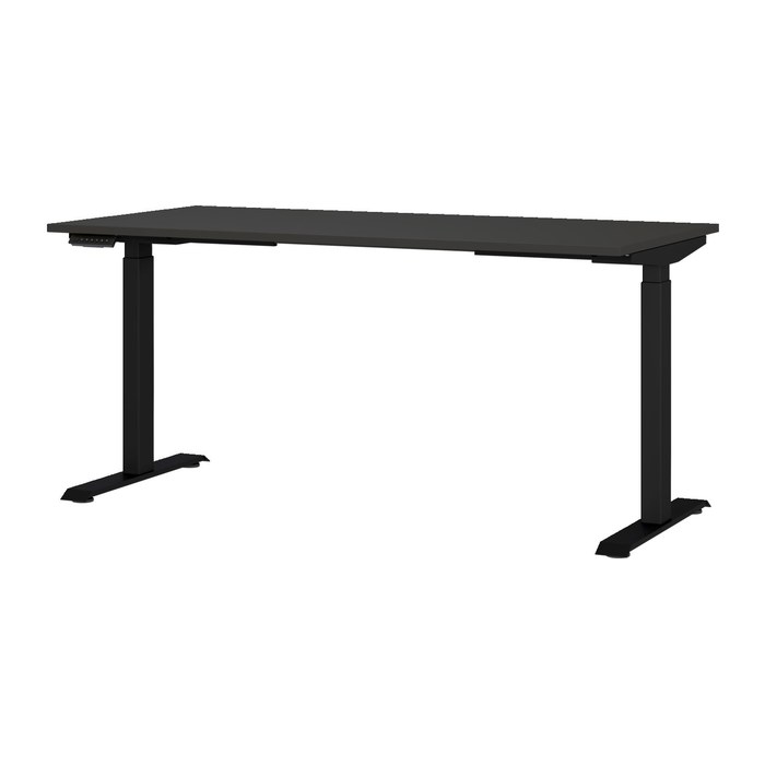 GERMANIA JET höhenverstellbarer Schreibtisch grafit rechteckig, T-Fuß-Gestell schwarz 160,0 x 80,0 cm