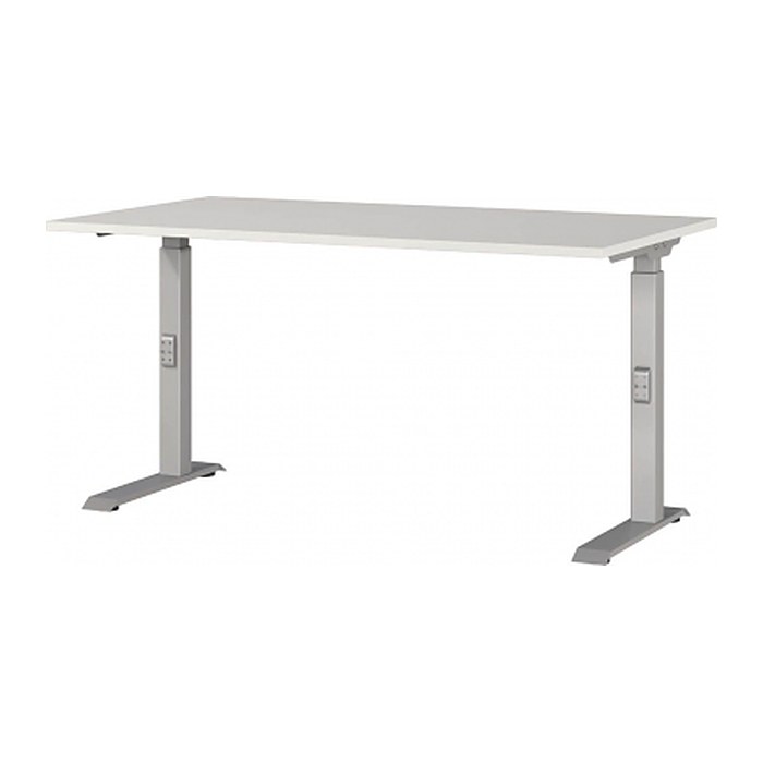 GERMANIA DOWNEY höhenverstellbarer Schreibtisch lichtgrau rechteckig, C-Fuß-Gestell silber 140,0 x 80,0 cm