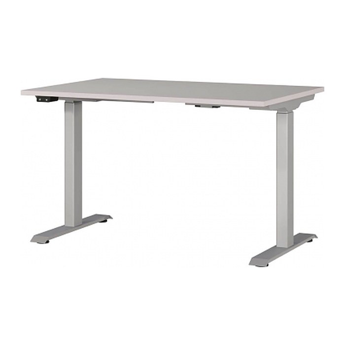 GERMANIA JET höhenverstellbarer Schreibtisch kaschmir rechteckig, T-Fuß-Gestell silber 120,0 x 80,0 cm